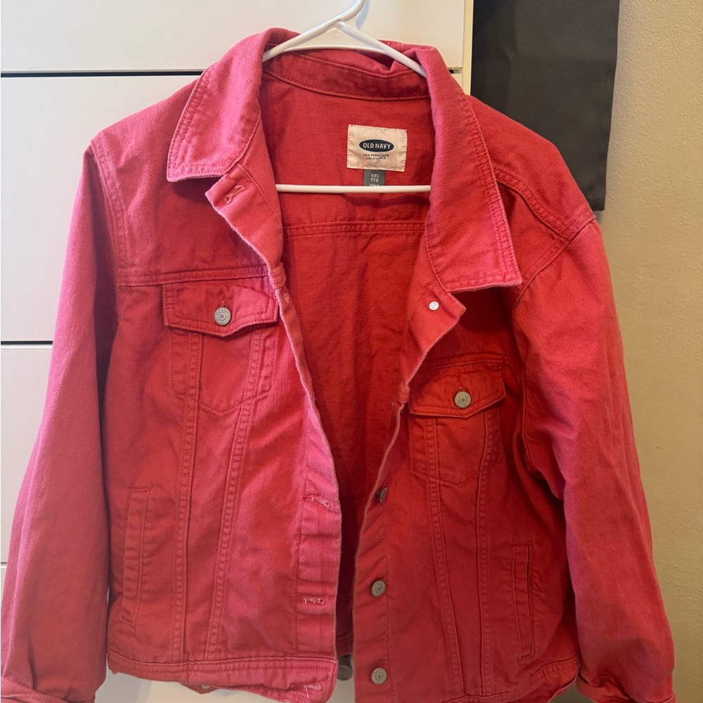 Old Navy Bright Red Tee with Logo Tag